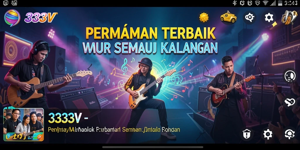 Tampilan gameplay seru di 333V dengan berbagai lagu.