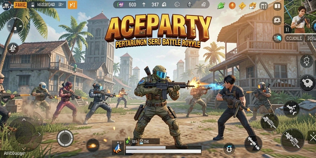 Tampilan gameplay seru dari ACEPARTY dalam pertarungan Battle Royale.