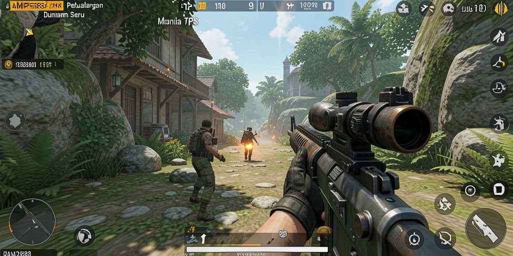 Gameplay mendebarkan dari AMPER88 dengan tembak-menembak intens.
