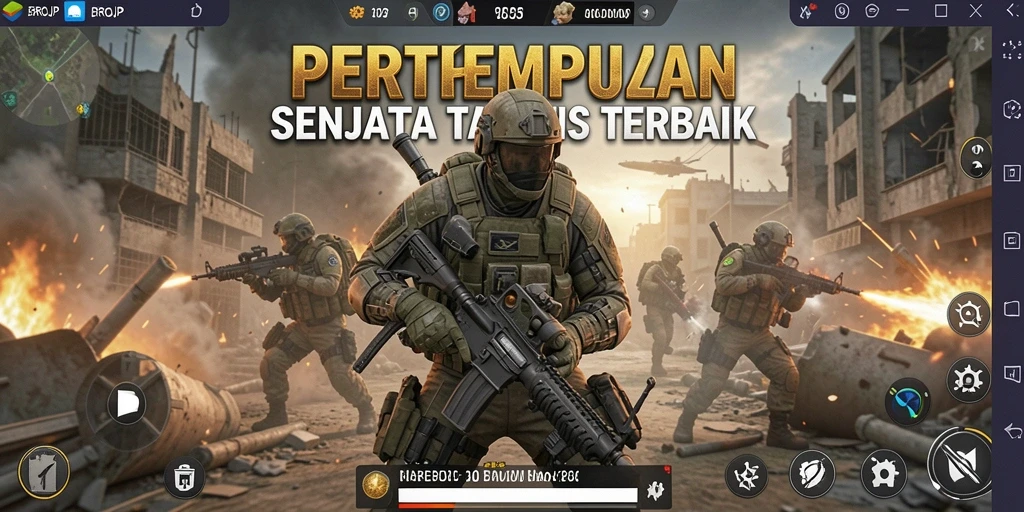 Tangkapan layar game BROJP menampilkan aksi tembak-menembak seru.