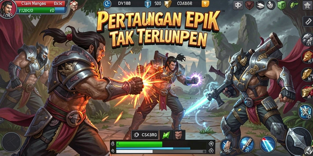 Screenshot gameplay DV188 menampilkan pertarungan epik antara karakter favorit.