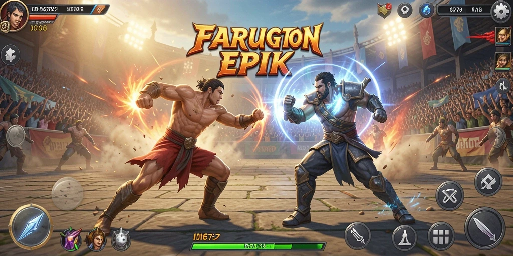 Screenshot utama ID678 menampilkan aksi pertarungan yang seru dan dinamis.