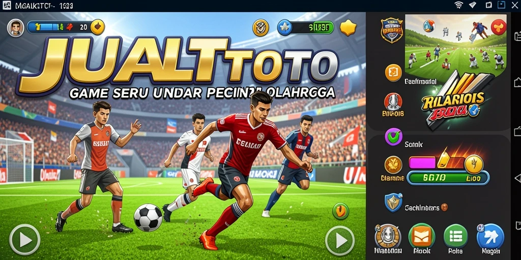 Screenshot JUALTOTO menampilkan aksi seru permainan olahraga.