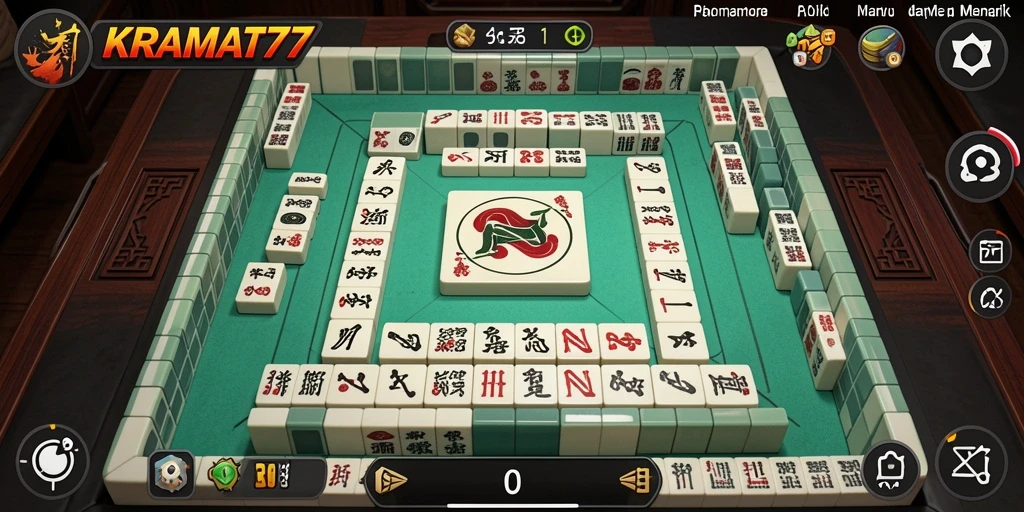 Screenshot gameplay KRAMAT77 yang menampilkan suasana seru permainan Mahjong.