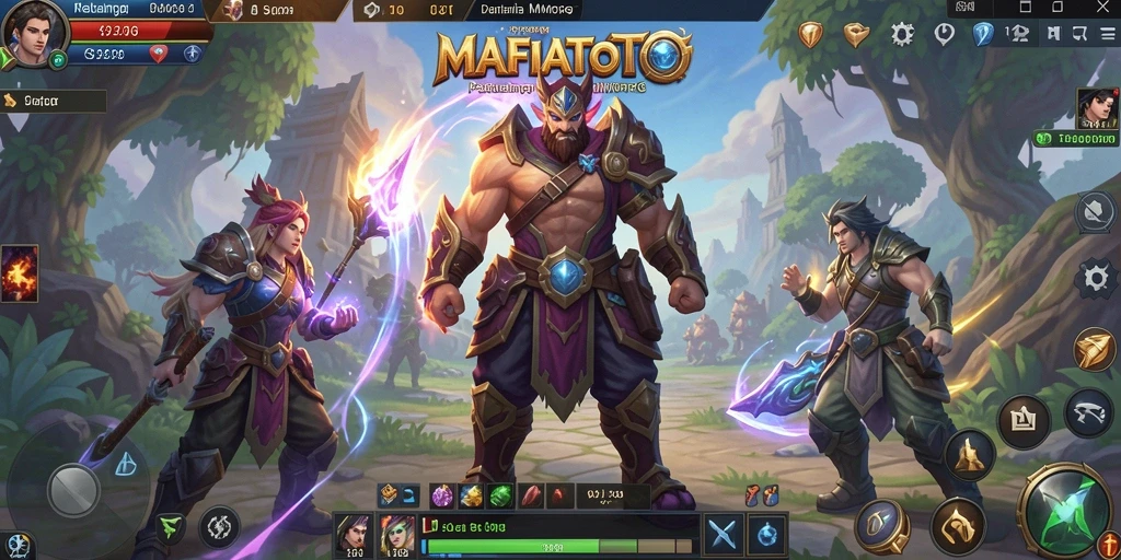Screenshot gameplay MAFIATOTO yang menunjukkan aksi pertempuran yang mendebarkan.