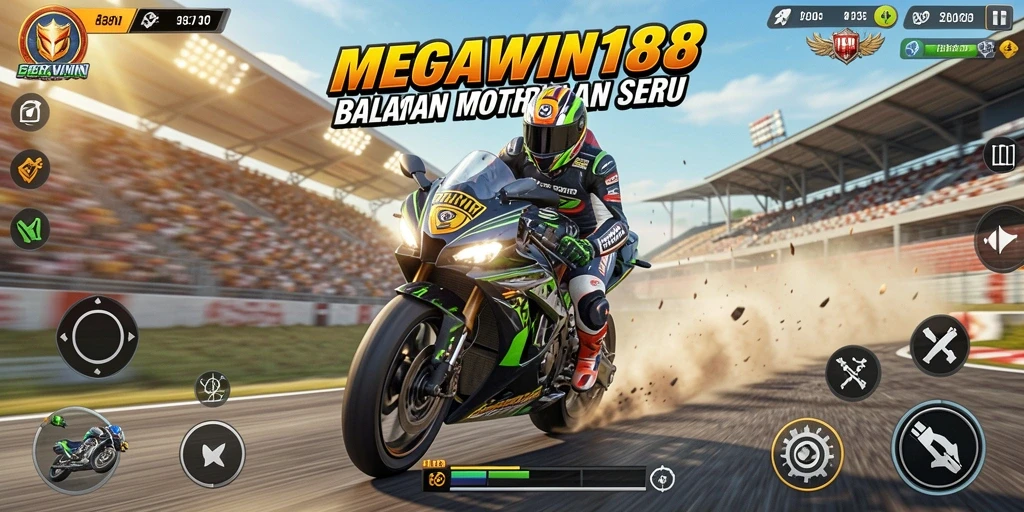 Tampilan aksi balapan motor yang mendebarkan dari MEGAWIN188.