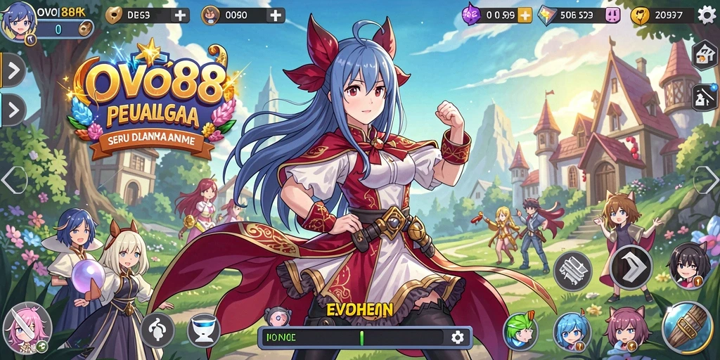 Screenshot OVO88 menampilkan karakter anime dalam pertempuran seru.
