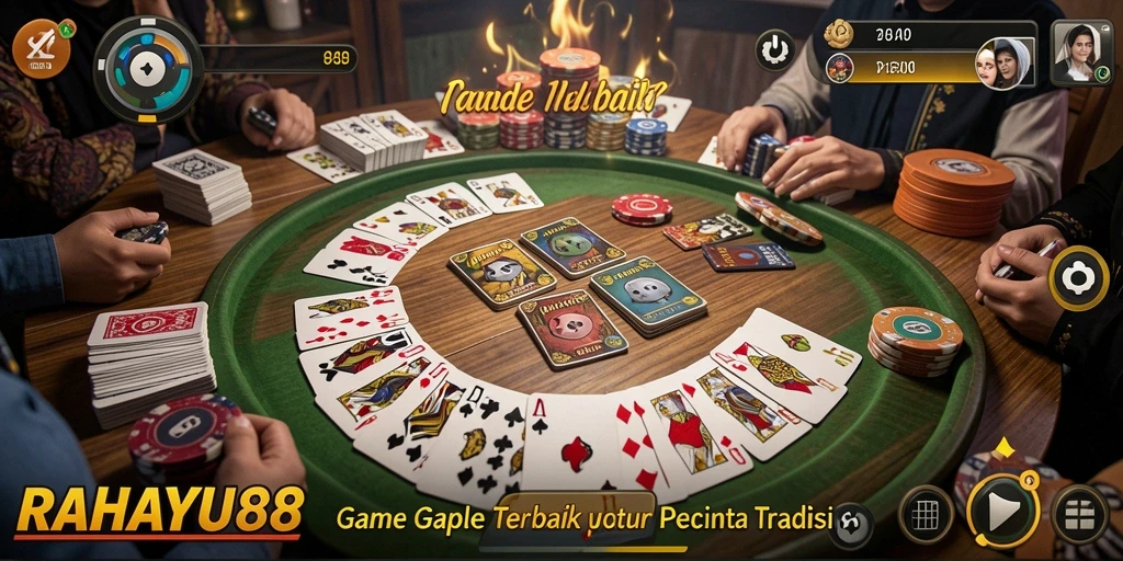 Tampilan seru gameplay RAHAYU88 yang melibatkan pemain dalam pertandingan gaple.