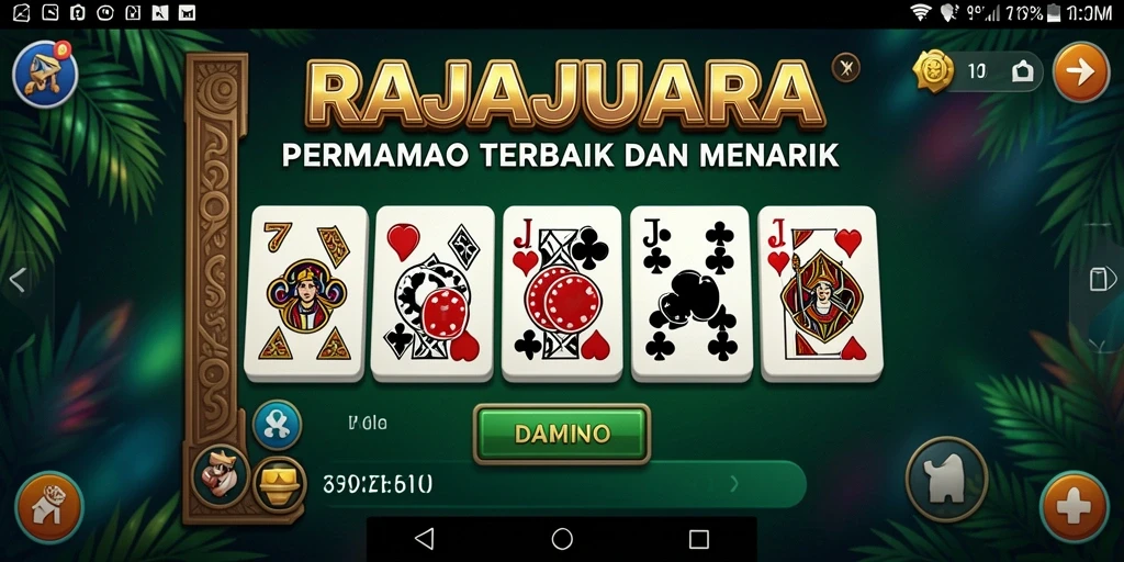 Tampilan gameplay seru RAJAJUARA dengan elemen domino yang menarik.