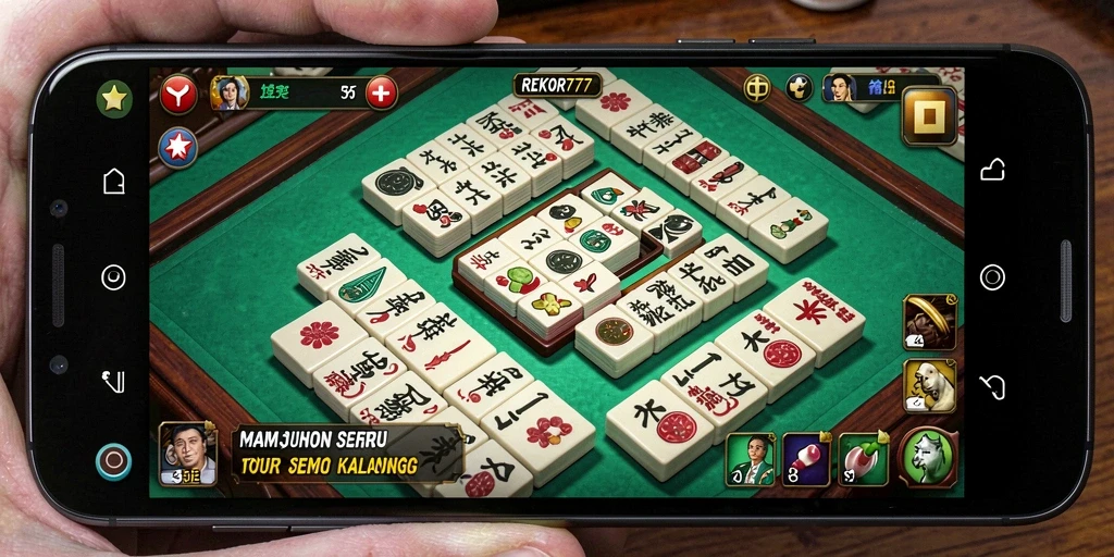 Tampilan gameplay seru dalam REKOR777 dengan variasi ubin Mahjong.