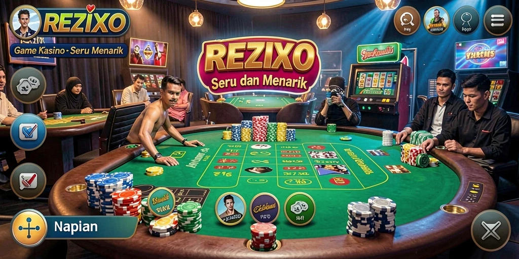 Tangkapan layar REZIXO menampilkan pengalaman bermain kasino yang menarik dan interaktif.