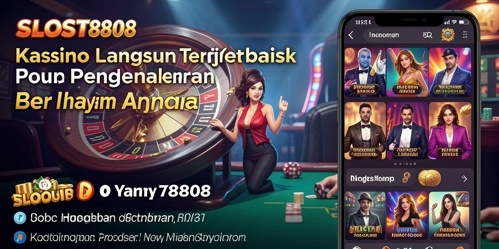 Tangkapan layar SLOST8808 menunjukkan dealer langsung dan suasana kasino yang menegangkan.