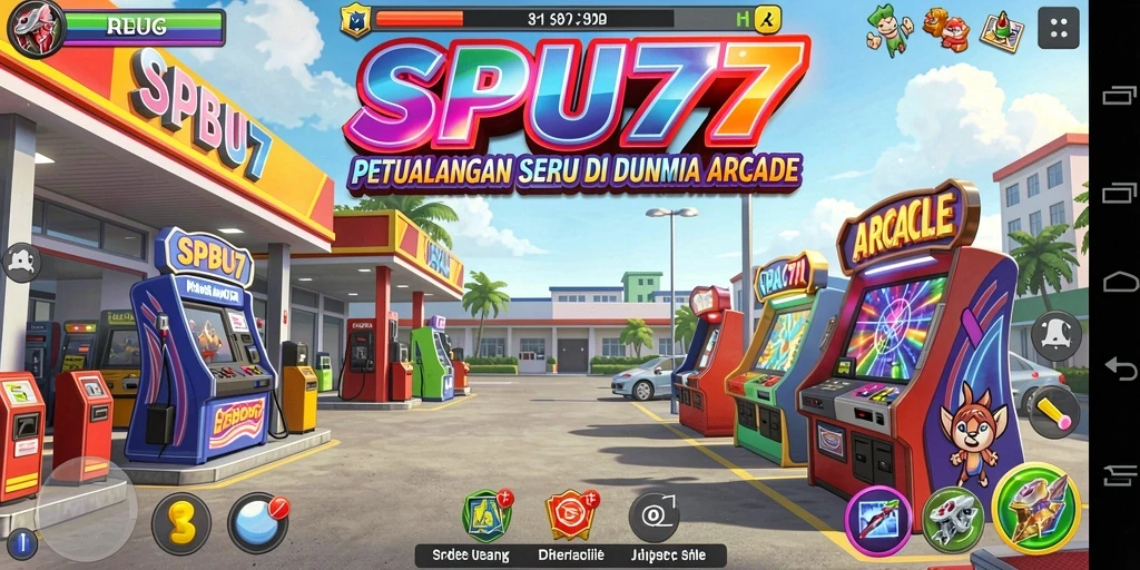Tampilan seru dari gameplay SPBU77 dengan tantangan Arcade yang mendebarkan.