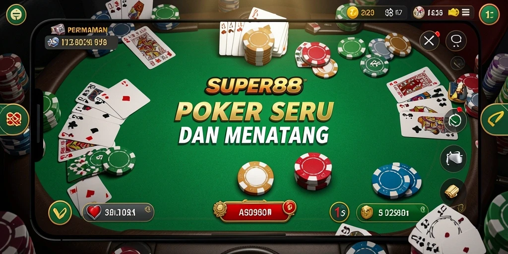 Screenshot SUPER88 menampilkan gameplay seru dalam permainan Poker.