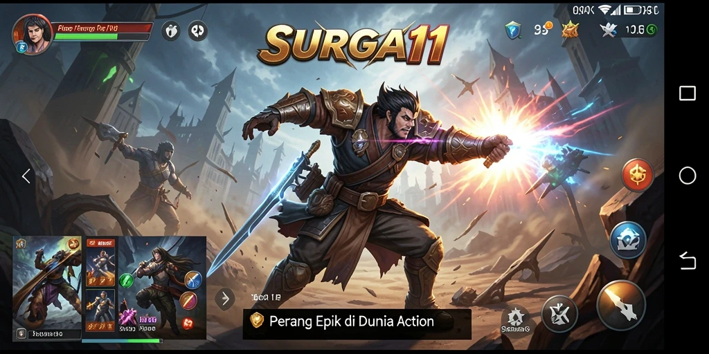 Screenshot gameplay SURGA11 dengan aksi seru dan grafis memukau.