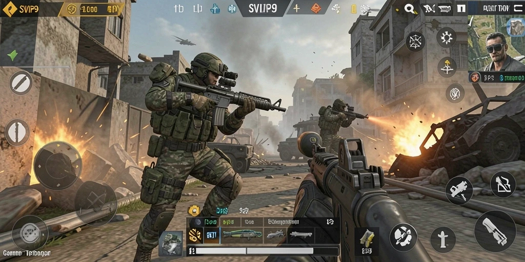 Tampilan gameplay seru dalam SVIP9 dengan aksi tembak-menembak intens.
