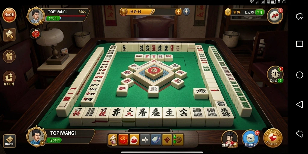 Screenshot gameplay TOPIWANGI menunjukkan grafik menarik permainan Mahjong.