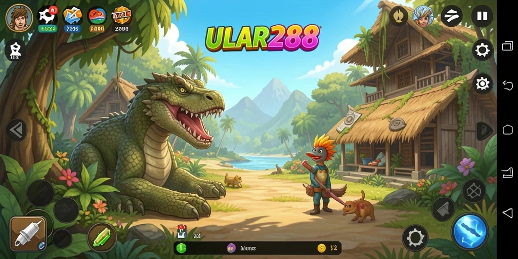 Tangkapan layar ULAR288 menampilkan gameplay seru dengan karakter yang lucu.