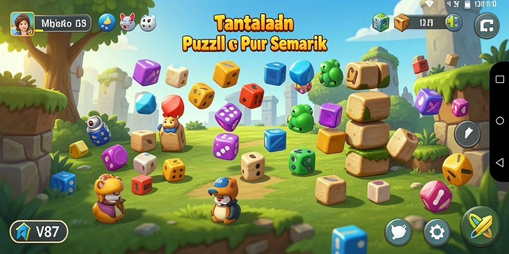 Tangkapan layar menampilkan gameplay seru V87 dengan teka-teki yang menantang.