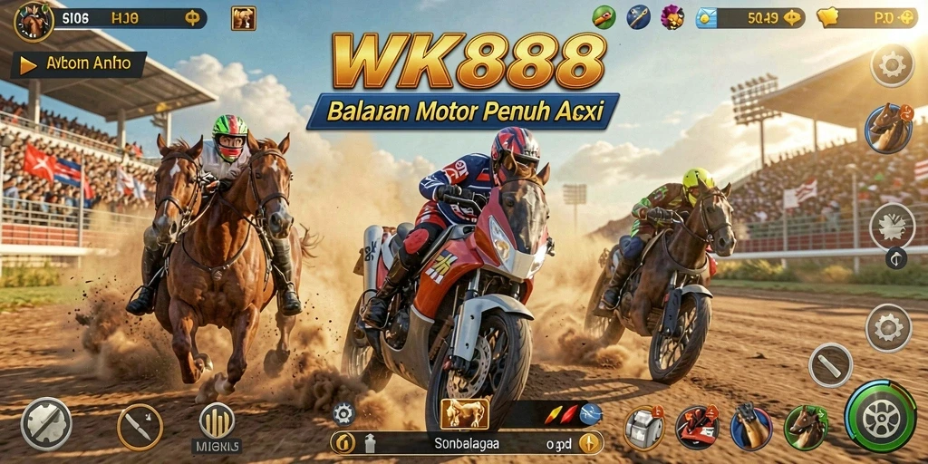 Tampilan gameplay balapan motor yang mendebarkan dan nyata.